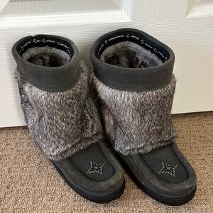 Stylish Gray Faux Fur Kids / Women's Winter Boots